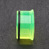 Detail View 2 of A Pair of Basic UV Acrylic Single Flared Ear Gauge Plug-Green