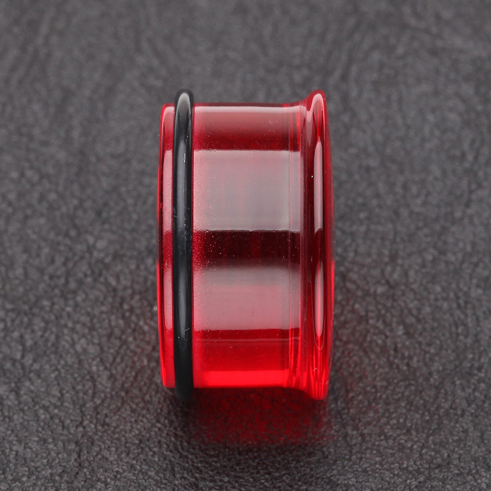 Detail View 2 of A Pair of Basic UV Acrylic Single Flared Ear Gauge Plug-Red