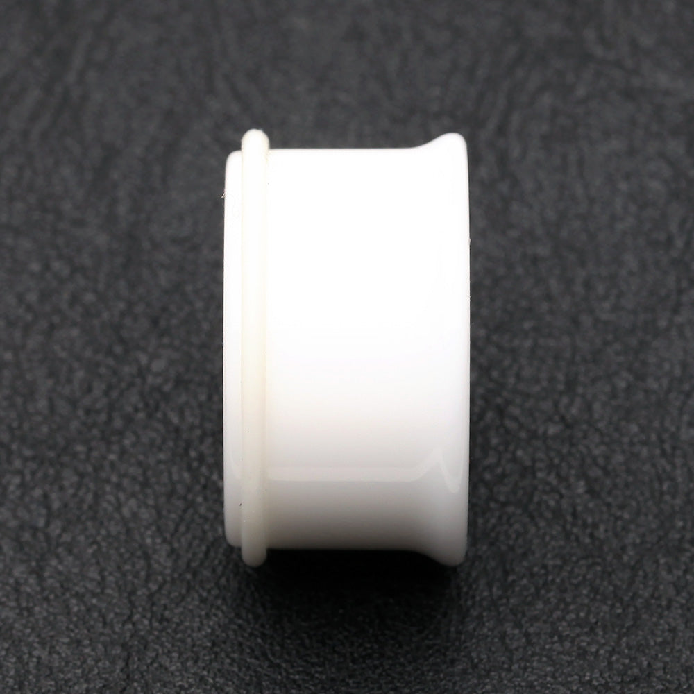 Detail View 2 of A Pair of Basic UV Acrylic Single Flared Ear Gauge Plug-White