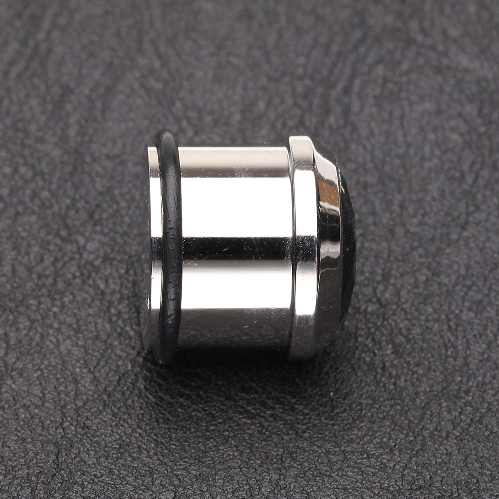 Detail View 2 of A Pair of Magnum CZ Press Fit Single Flared Ear Gauge Plug-Black