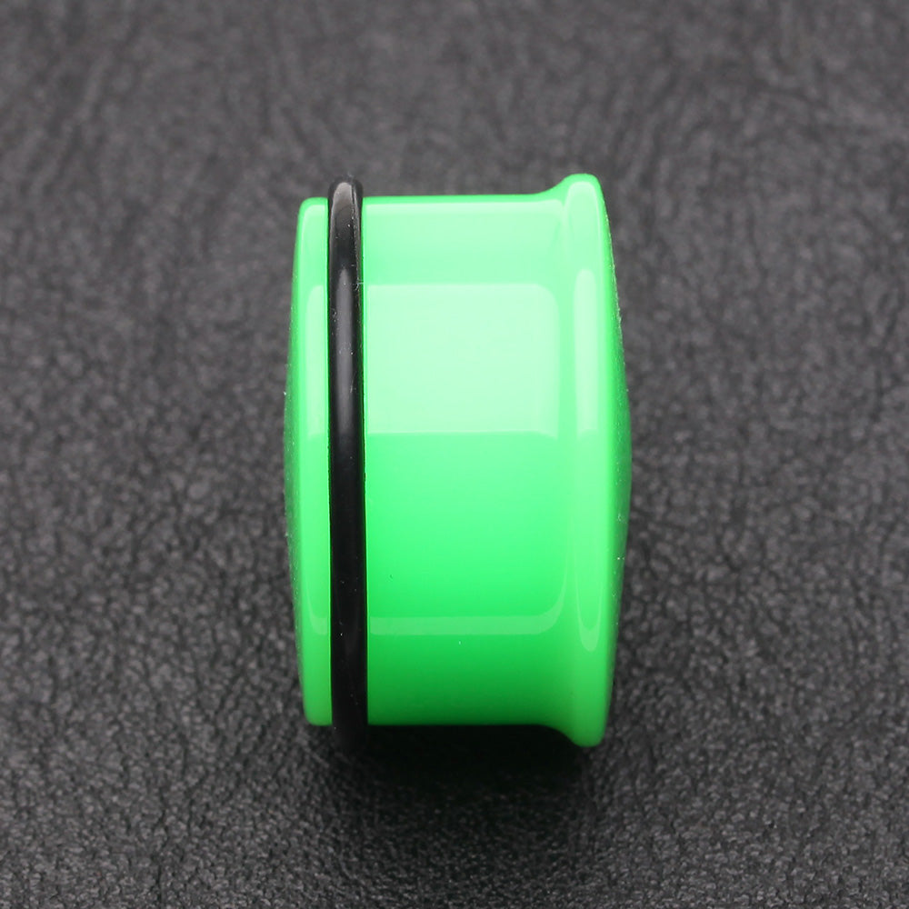 Detail View 2 of A Pair of Neon Colored UV Acrylic Single Flared Ear Gauge Plug-Green