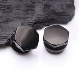 Detail View 1 of A Pair of Blackline Hexa Nut Push-Fit Single Flared Ear Gauge Plug