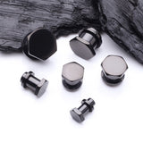 Detail View 2 of A Pair of Blackline Hexa Nut Push-Fit Single Flared Ear Gauge Plug