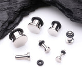 Detail View 2 of A Pair of Implant Grade Titanium Flat Round Top Single Flared Plug with O-Ring