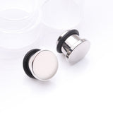 Detail View 1 of A Pair of Implant Grade Titanium Flat Round Top Single Flared Plug with O-Ring