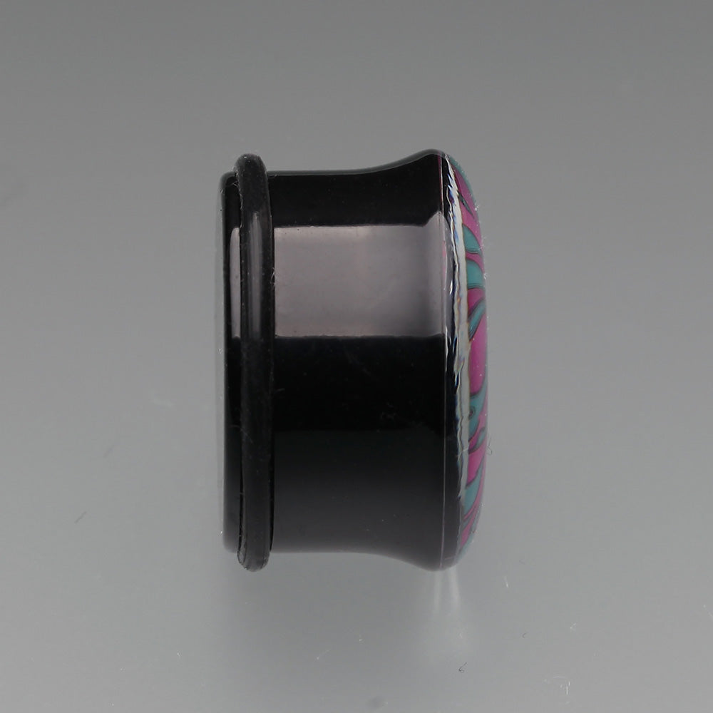 Detail View 3 of A Pair of Glow in the Dark Dainty Zebra Stripes Single Flared Acrylic Ear Gauge Plug-Purple