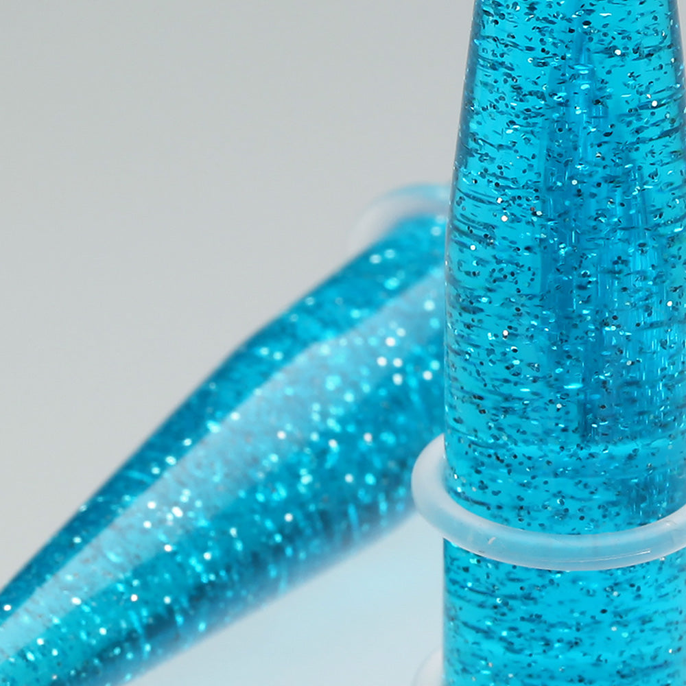 Detail View 2 of A Pair of Glitter UV Acrylic Taper-Blue