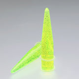 Detail View 1 of A Pair of Glitter UV Acrylic Taper-Green