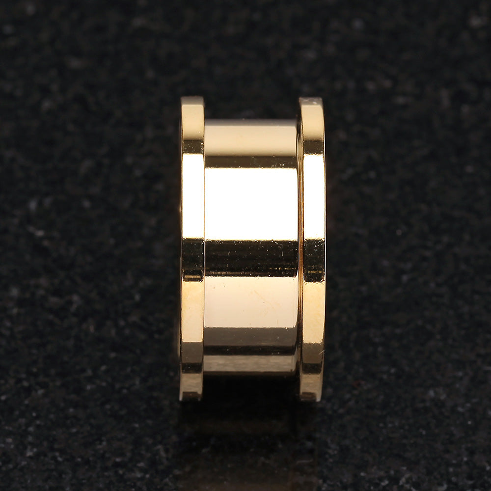 A Pair of Gold PVD Steel Screw-Fit Ear Gauge Tunnel Plug