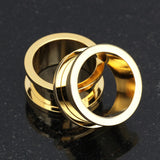 A Pair of Gold PVD Steel Screw-Fit Ear Gauge Tunnel Plug