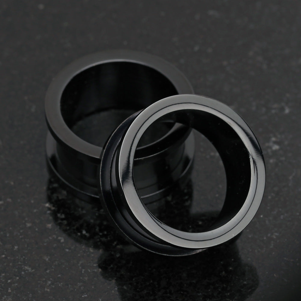 A Pair of Blackline Steel Screw-Fit Ear Gauge Tunnel Plug