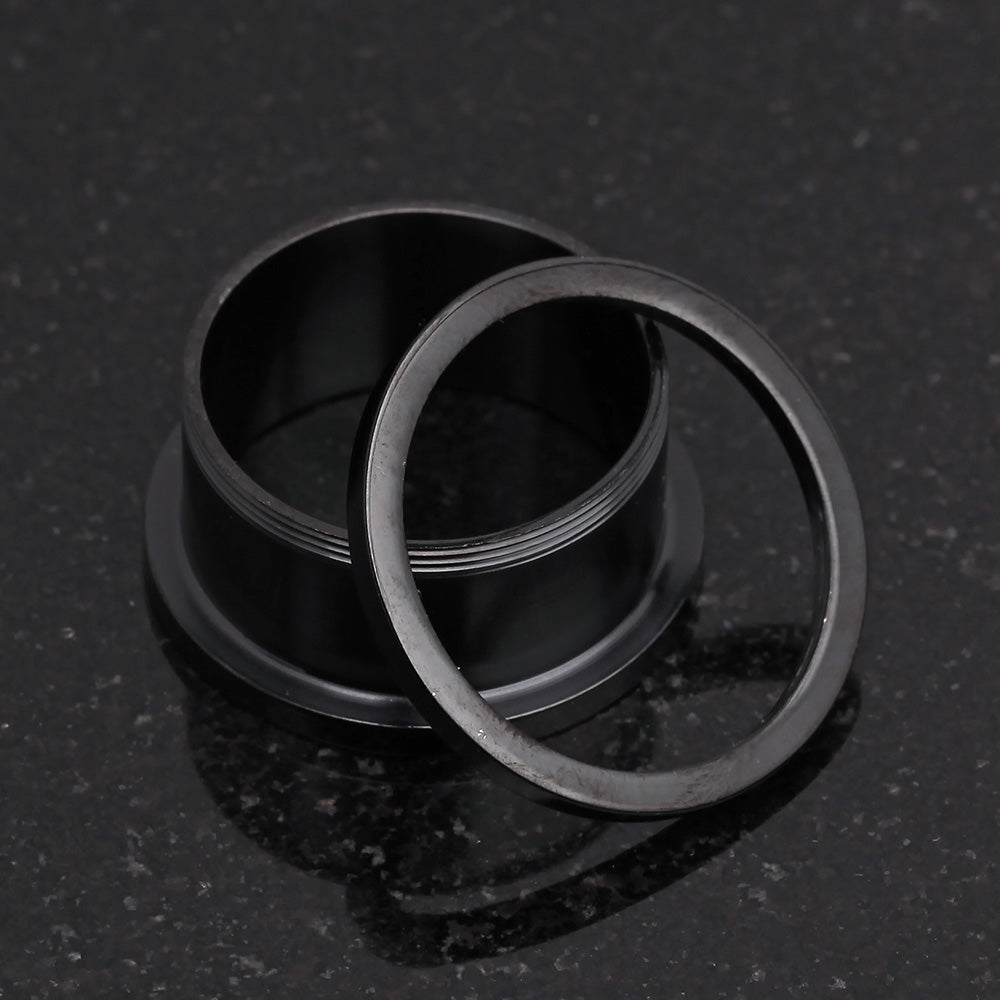 A Pair of Blackline Steel Screw-Fit Ear Gauge Tunnel Plug