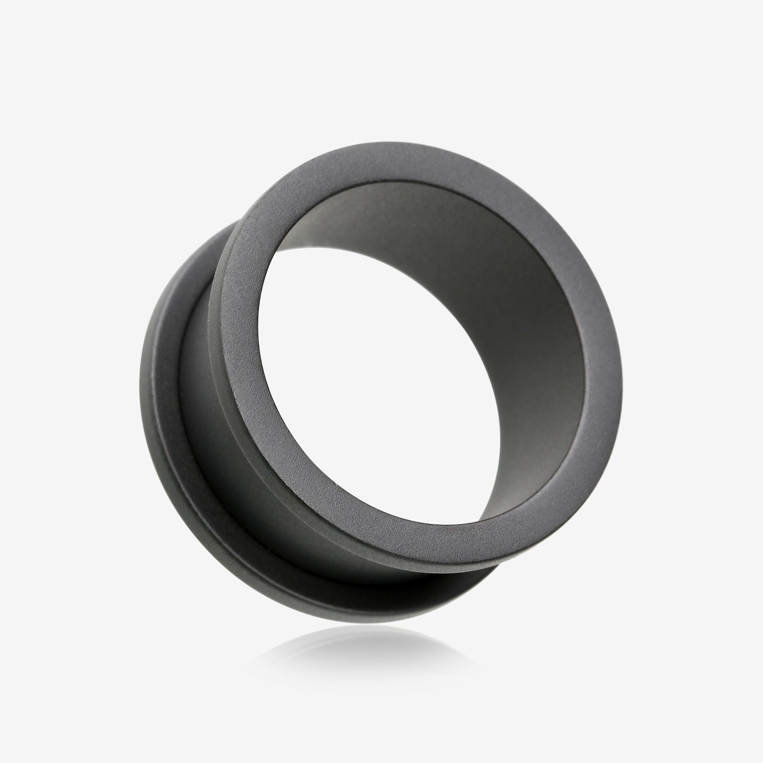 A Pair of Matte Black Steel Screw-Fit Ear Gauge Tunnel Plug