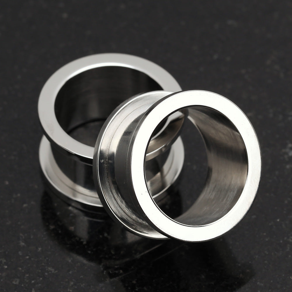 A Pair of Basic Steel Screw-Fit Ear Gauge Tunnel Plug