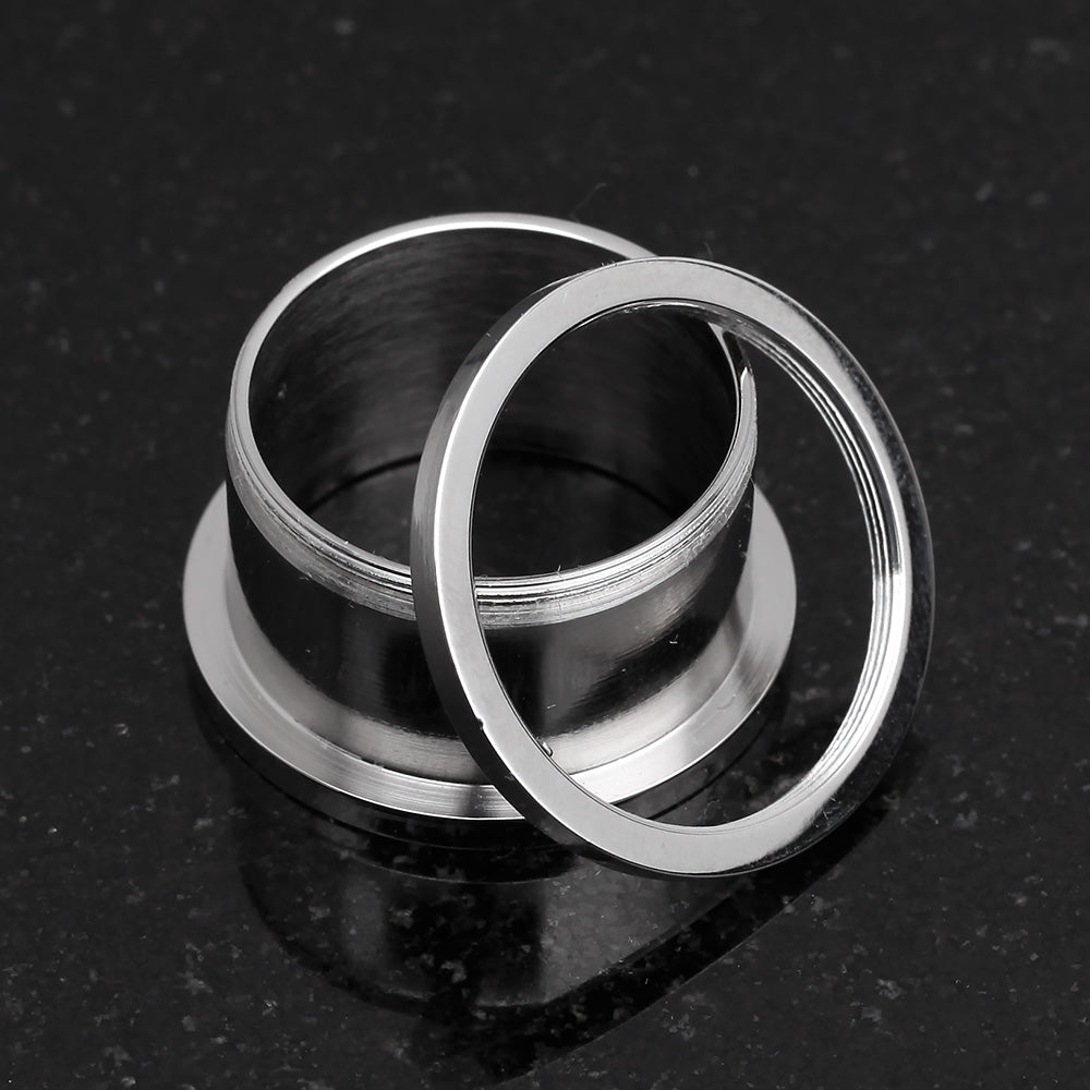 A Pair of Basic Steel Screw-Fit Ear Gauge Tunnel Plug