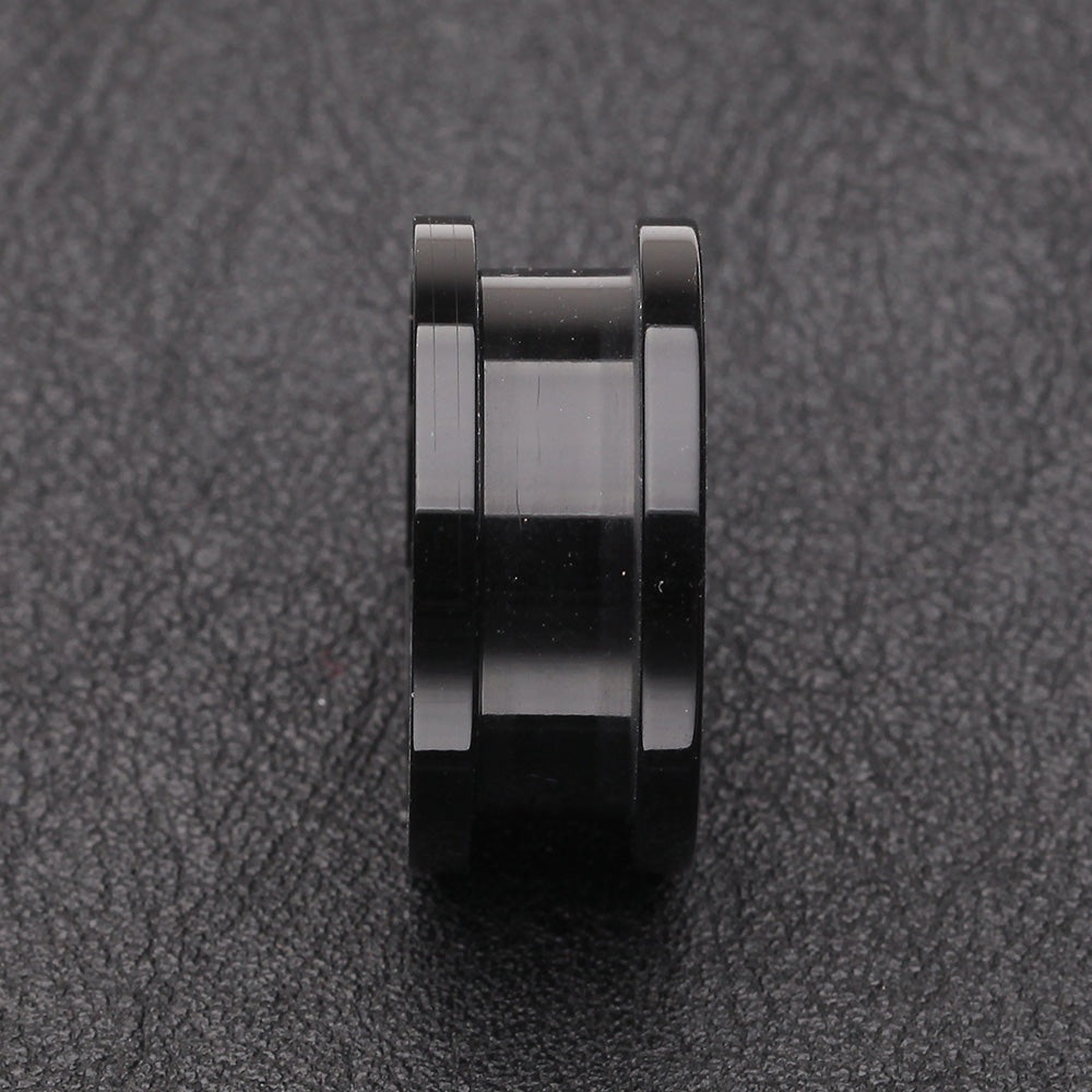 Detail View 2 of A Pair of Basic UV Acrylic Screw-Fit Ear Gauge Tunnel Plug-Black