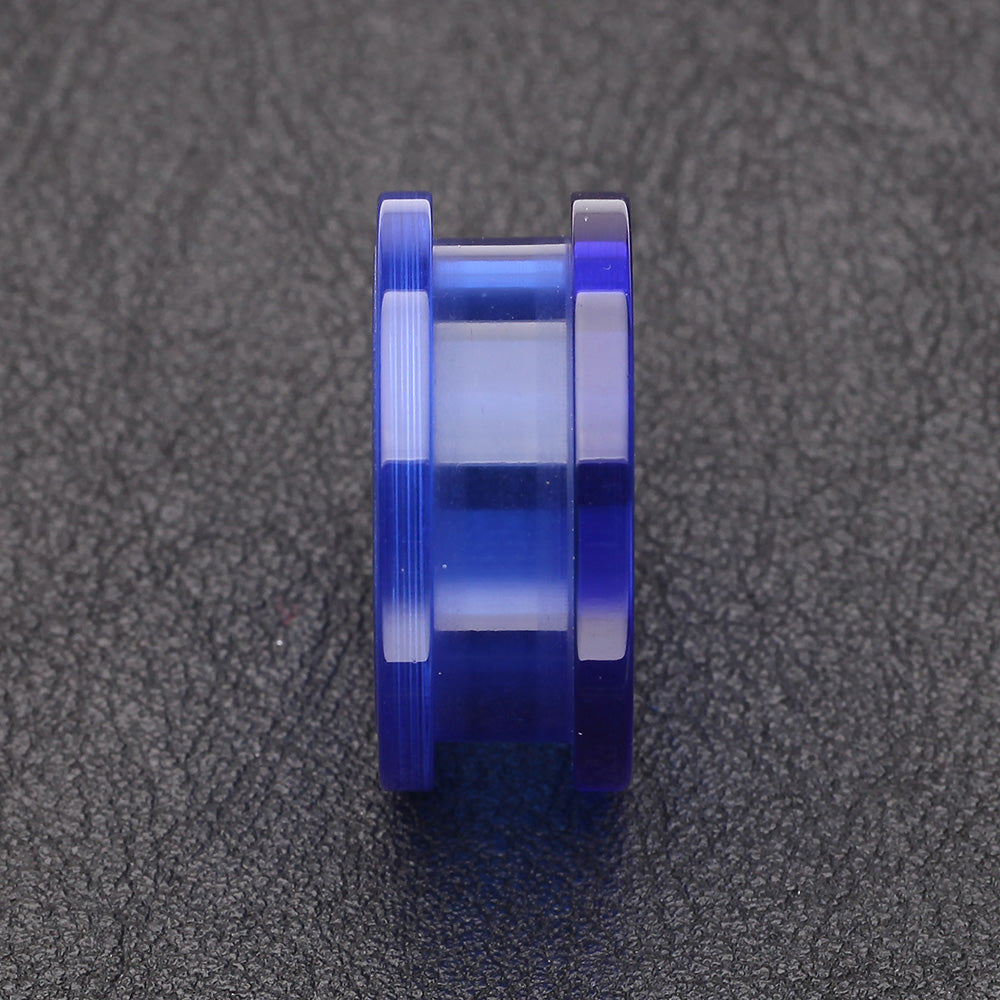 Detail View 2 of A Pair of Basic UV Acrylic Screw-Fit Ear Gauge Tunnel Plug-Blue