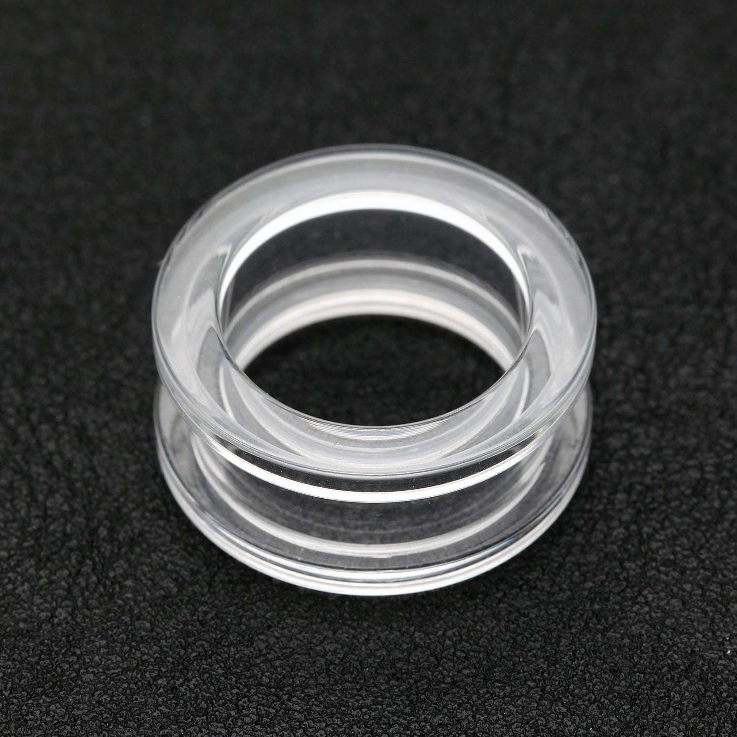 Detail View 1 of A Pair of Basic UV Acrylic Screw-Fit Ear Gauge Tunnel Plug-Clear Gem
