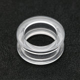 Detail View 1 of A Pair of Basic UV Acrylic Screw-Fit Ear Gauge Tunnel Plug-Clear Gem