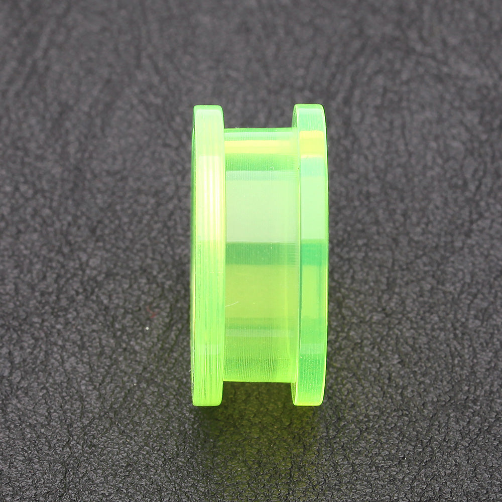 Detail View 2 of A Pair of Basic UV Acrylic Screw-Fit Ear Gauge Tunnel Plug-Green