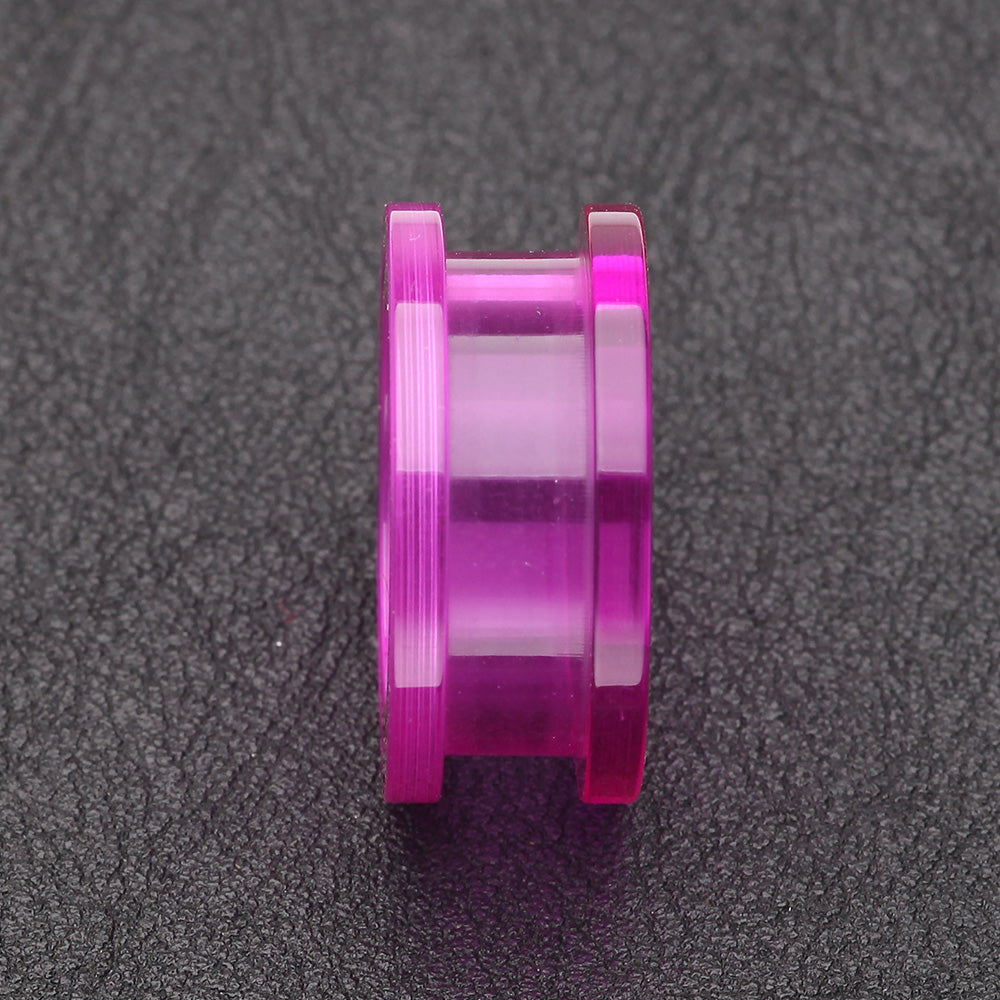 Detail View 2 of A Pair of Basic UV Acrylic Screw-Fit Ear Gauge Tunnel Plug-Purple