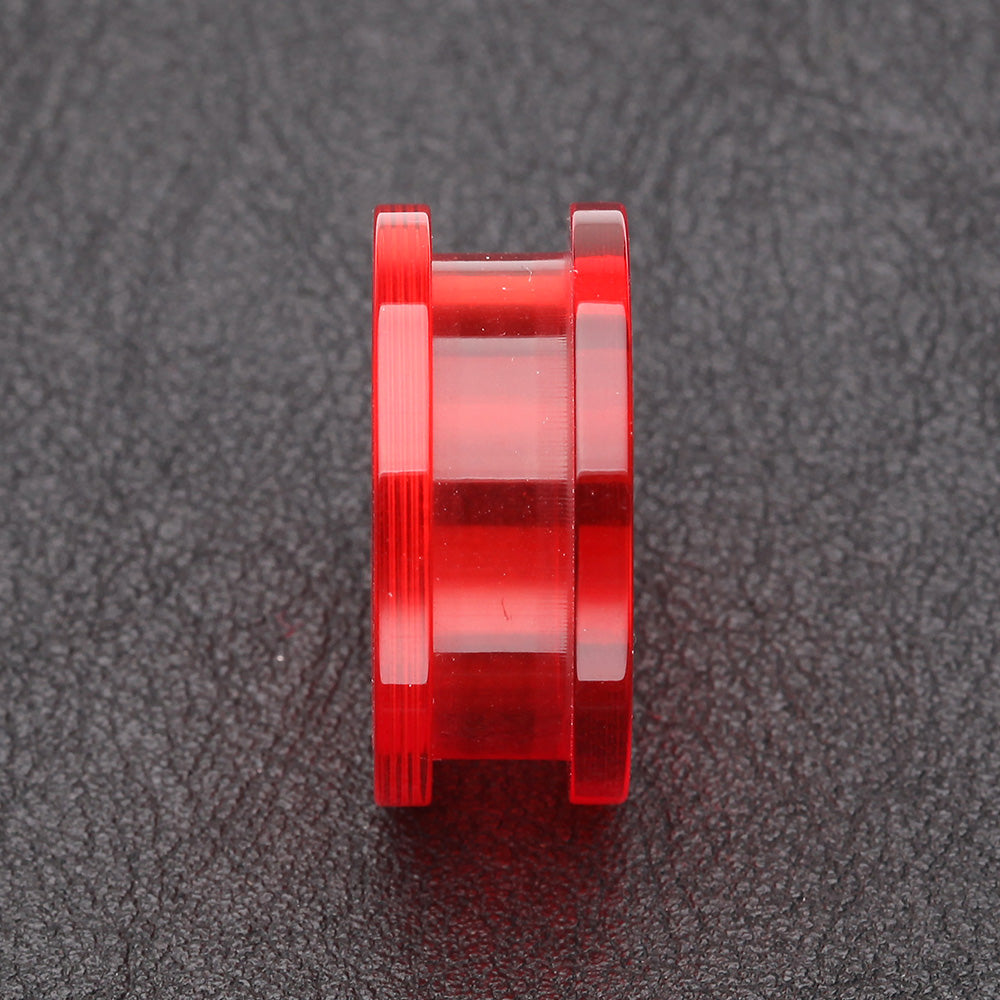 Detail View 2 of A Pair of Basic UV Acrylic Screw-Fit Ear Gauge Tunnel Plug-Red