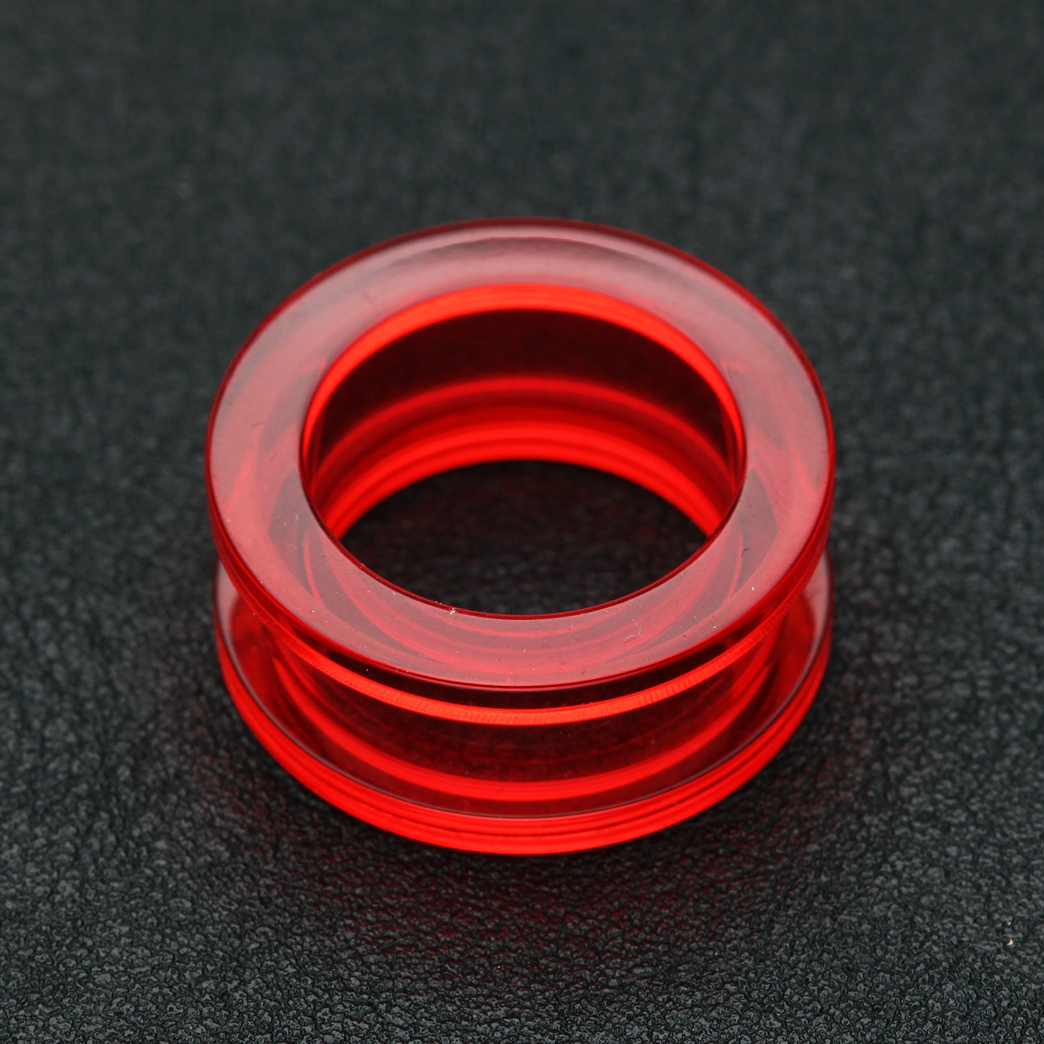 Detail View 1 of A Pair of Basic UV Acrylic Screw-Fit Ear Gauge Tunnel Plug-Red