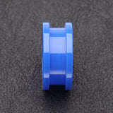 Detail View 2 of A Pair of Neon Colored UV Acrylic Screw-Fit Ear Gauge Tunnel Plug-Blue