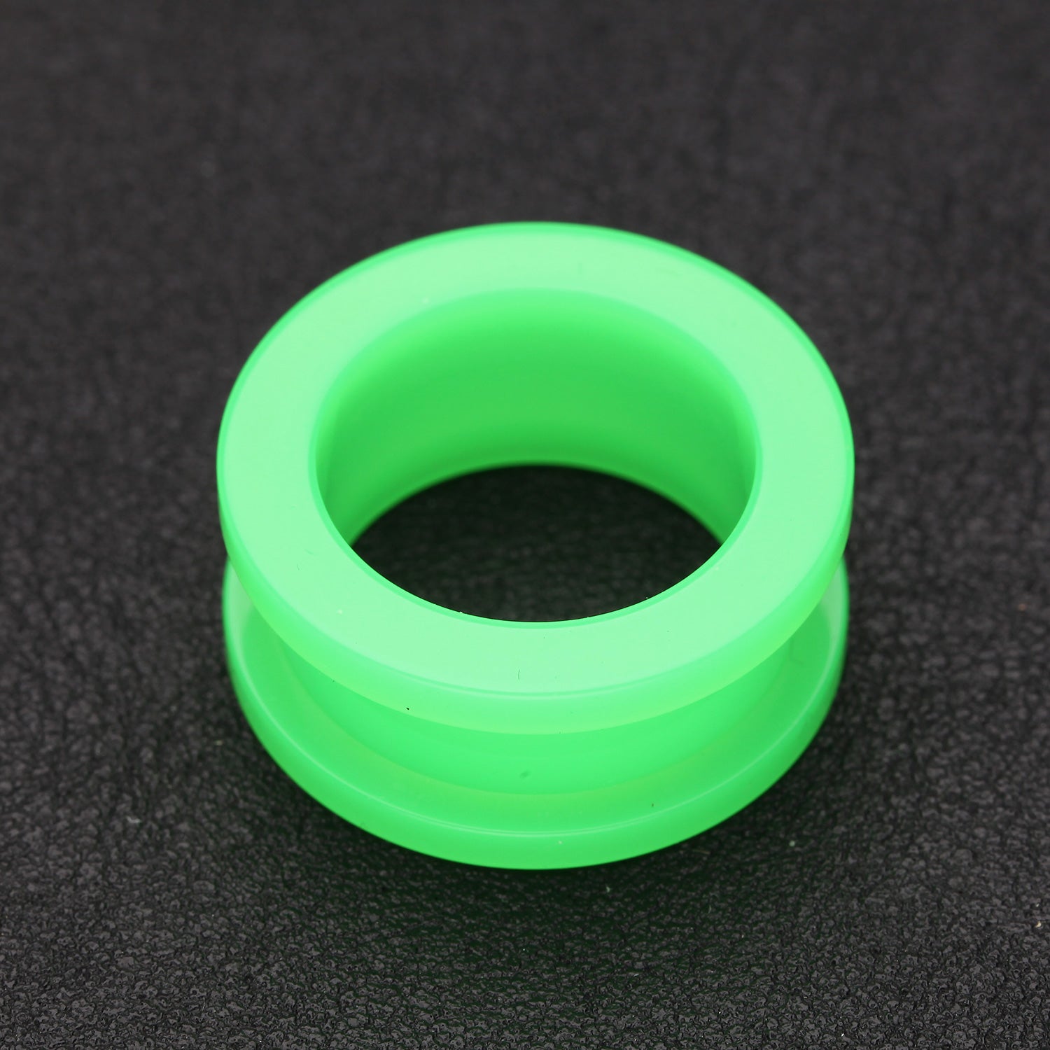 Detail View 1 of A Pair of Neon Colored UV Acrylic Screw-Fit Ear Gauge Tunnel Plug-Green