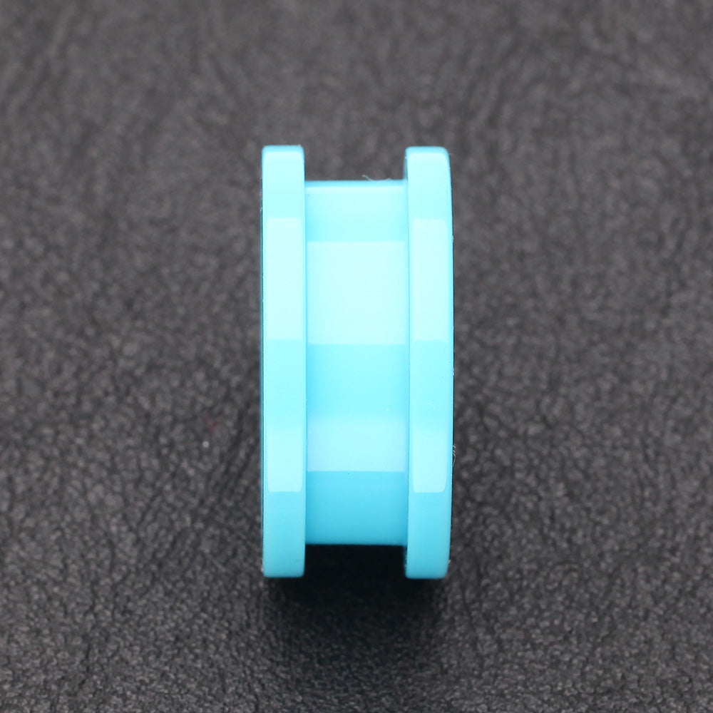 Detail View 2 of A Pair of Neon Colored UV Acrylic Screw-Fit Ear Gauge Tunnel Plug-Light Blue
