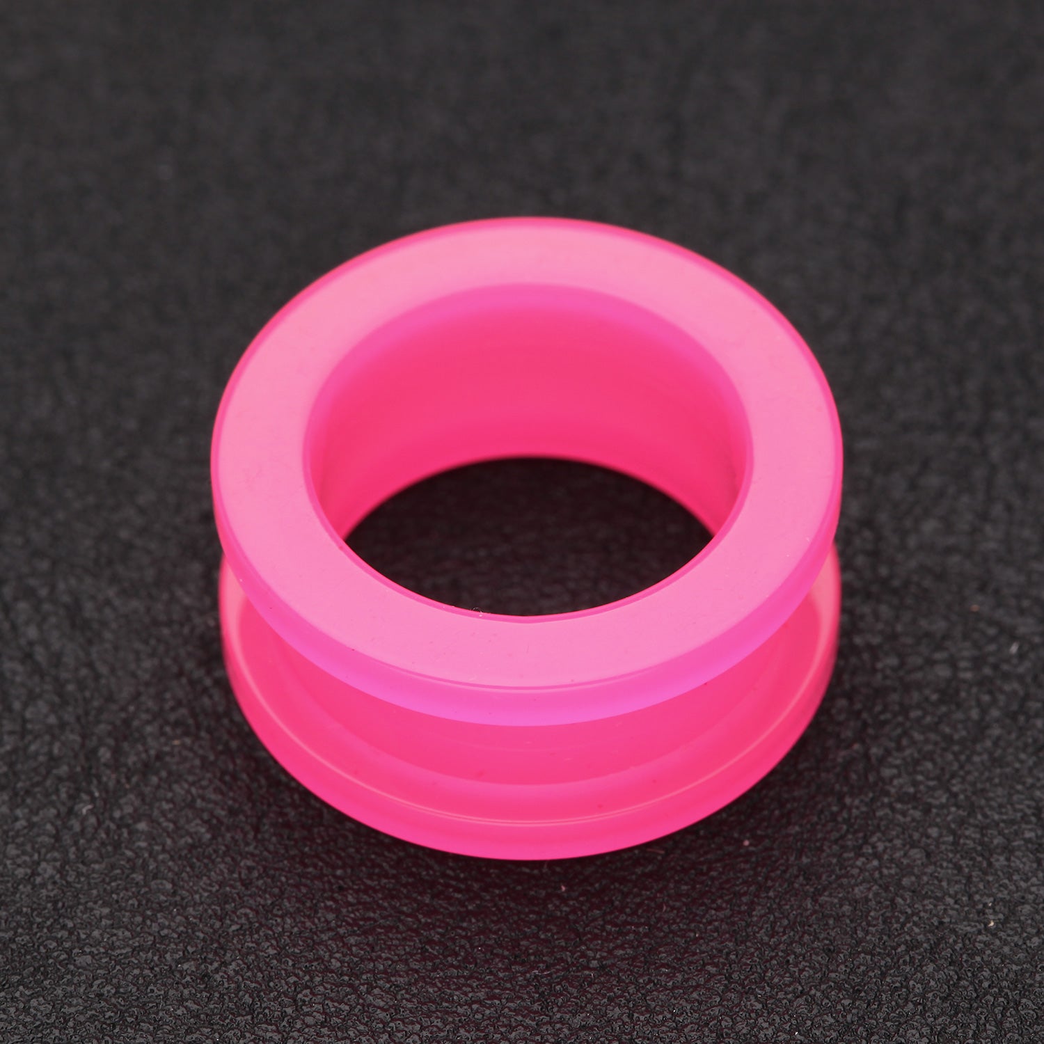 Detail View 1 of A Pair of Neon Colored UV Acrylic Screw-Fit Ear Gauge Tunnel Plug-Pink