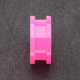 Detail View 2 of A Pair of Neon Colored UV Acrylic Screw-Fit Ear Gauge Tunnel Plug-Pink