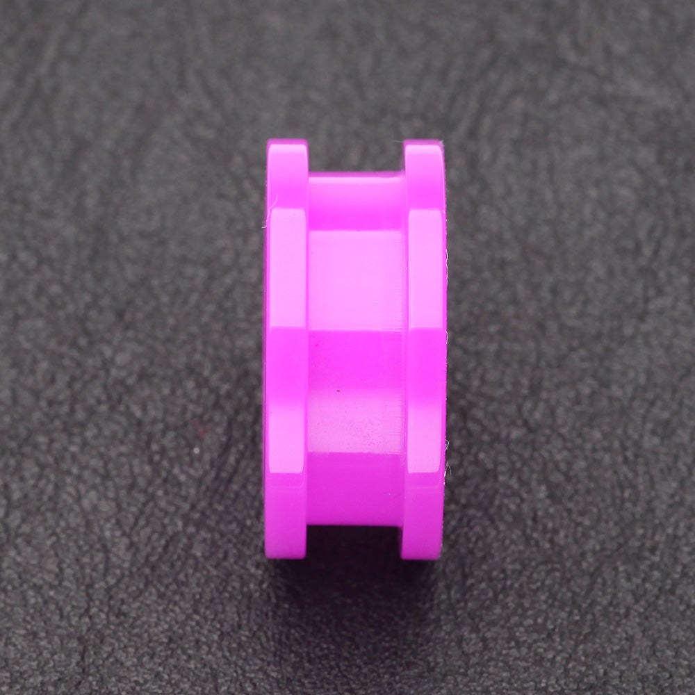 Detail View 2 of A Pair of Neon Colored UV Acrylic Screw-Fit Ear Gauge Tunnel Plug-Purple