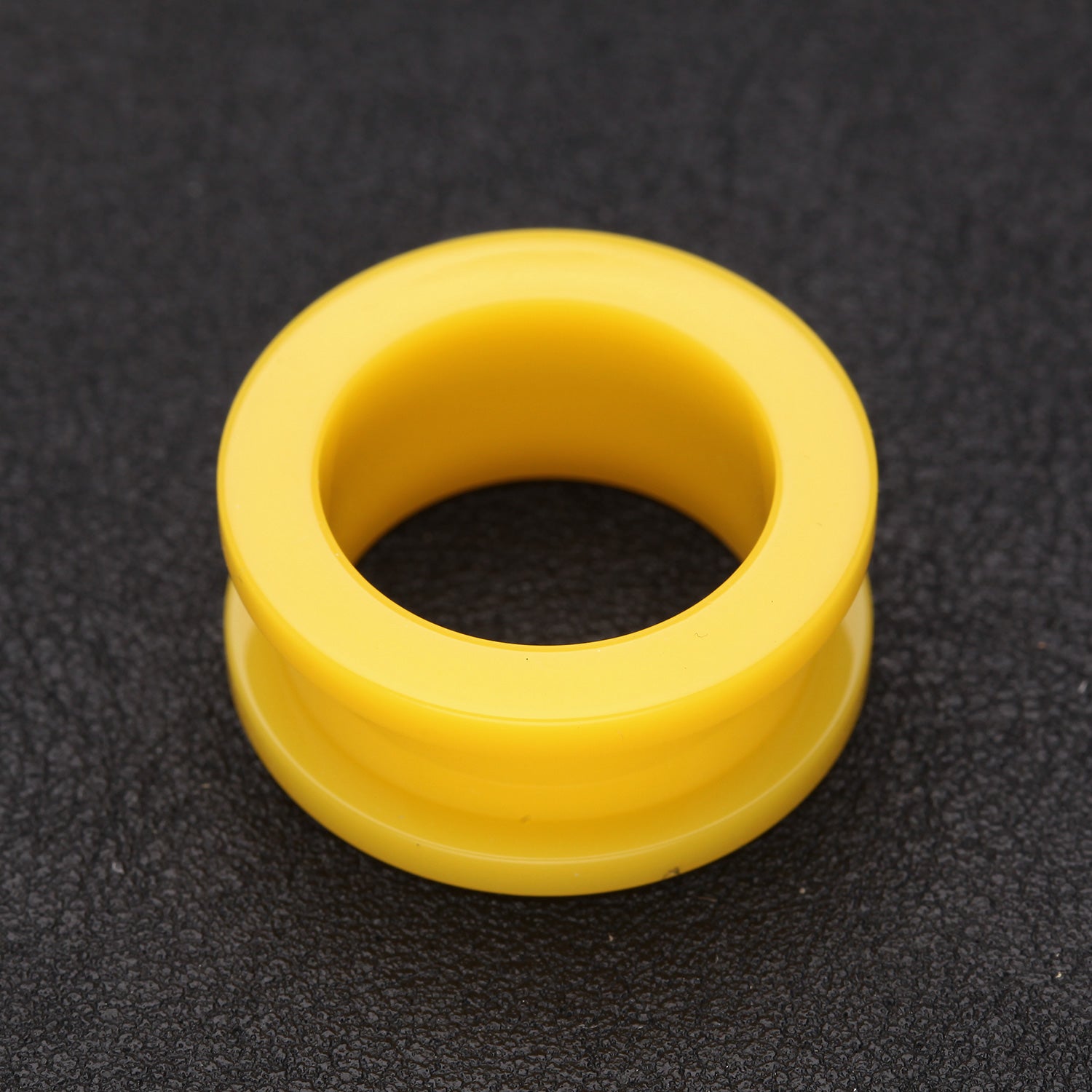 Detail View 1 of A Pair of Neon Colored UV Acrylic Screw-Fit Ear Gauge Tunnel Plug-Yellow