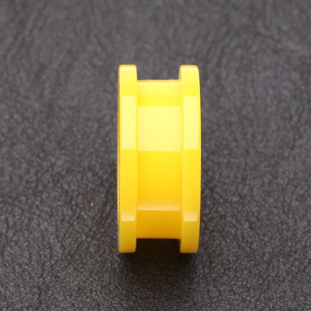 Detail View 2 of A Pair of Neon Colored UV Acrylic Screw-Fit Ear Gauge Tunnel Plug-Yellow