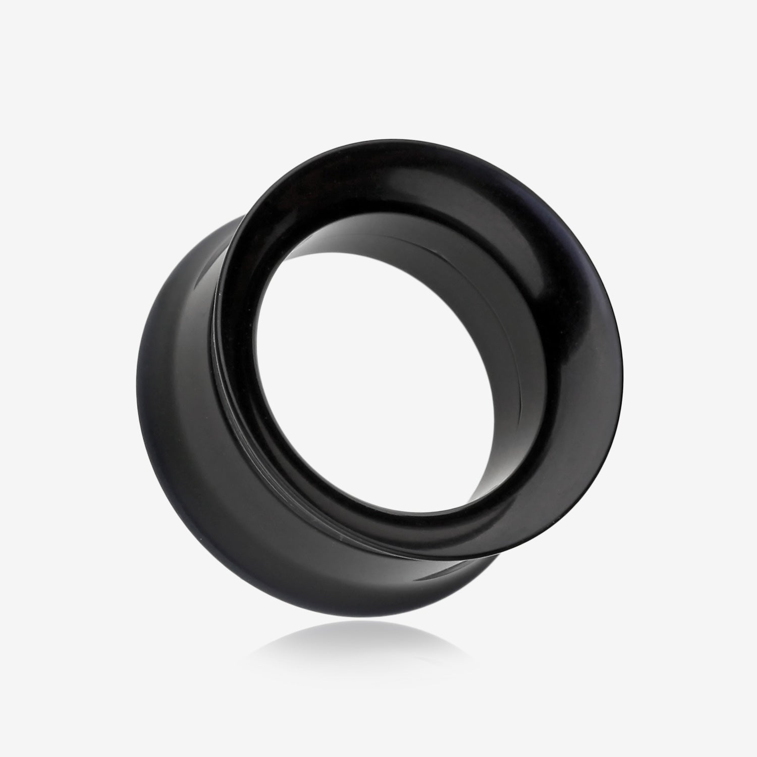 A Pair of Solid UV Smooth Flared Screw-Fit Ear Gauge Tunnel Plug-Black