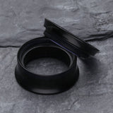 Detail View 4 of A Pair of Solid UV Smooth Flared Screw-Fit Ear Gauge Tunnel Plug-Black