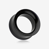 A Pair of Solid UV Smooth Flared Screw-Fit Ear Gauge Tunnel Plug-Black