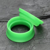 Detail View 4 of A Pair of Solid UV Smooth Flared Screw-Fit Ear Gauge Tunnel Plug-Green