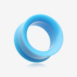 A Pair of Solid UV Smooth Flared Screw-Fit Ear Gauge Tunnel Plug-Light Blue