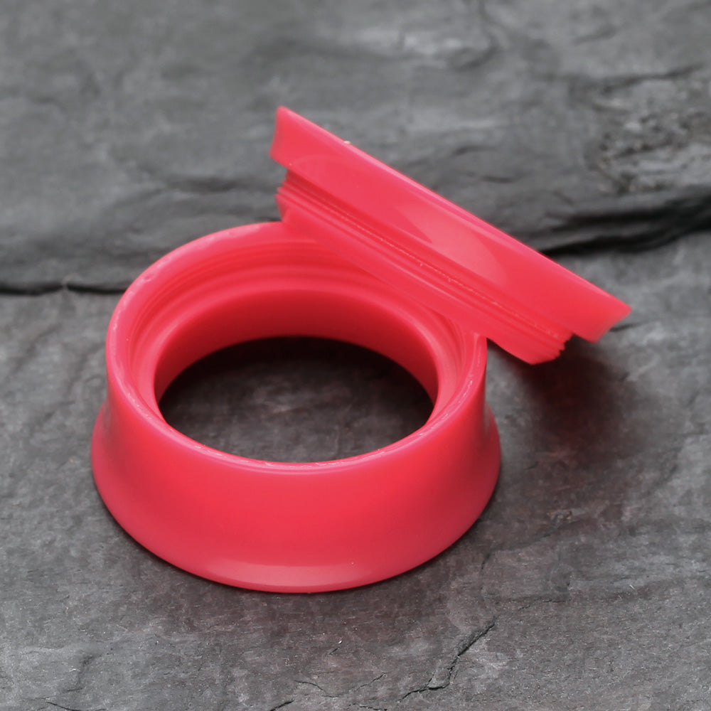 Detail View 4 of A Pair of Solid UV Smooth Flared Screw-Fit Ear Gauge Tunnel Plug-Pink