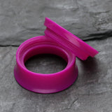 Detail View 4 of A Pair of Solid UV Smooth Flared Screw-Fit Ear Gauge Tunnel Plug-Purple