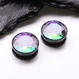 Detail View 1 of A Pair of Blackline Sparkle Steel Magnum Hollow Screw-Fit Plug-Vitrail Medium