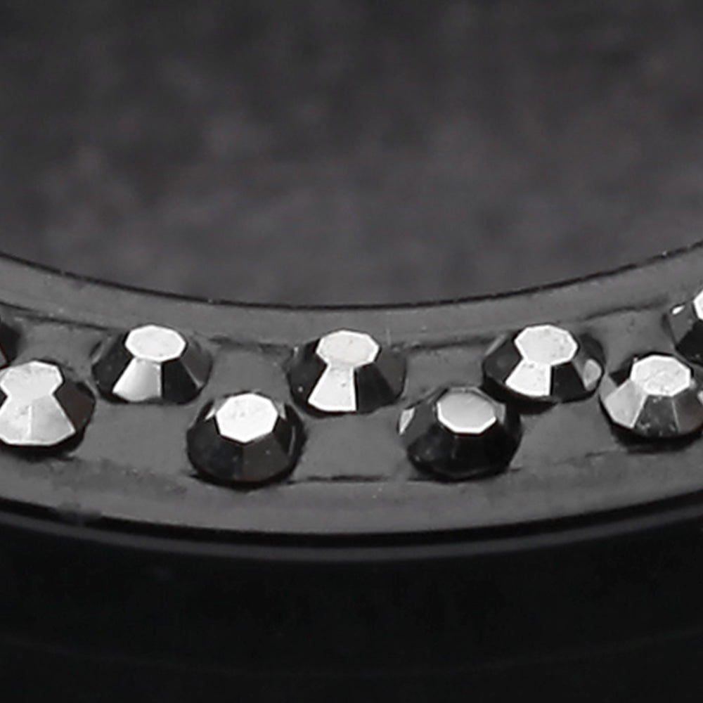 Detail View 3 of A Pair of Multi-Gem Sparkle Acrylic Flesh Tunnel Ear Gauge Plug-Black
