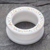 Detail View 1 of A Pair of Multi-Gem Sparkle Acrylic Flesh Tunnel Ear Gauge Plug-White