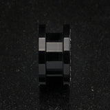 Detail View 3 of A Pair of Gems Encircle Screw-Fit Ear Gauge Tunnel Plug-Black/Clear