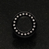 Detail View 2 of A Pair of Gems Encircle Screw-Fit Ear Gauge Tunnel Plug-Black/Clear