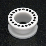 Detail View 1 of A Pair of Gems Encircle Screw-Fit Ear Gauge Tunnel Plug-White/Black
