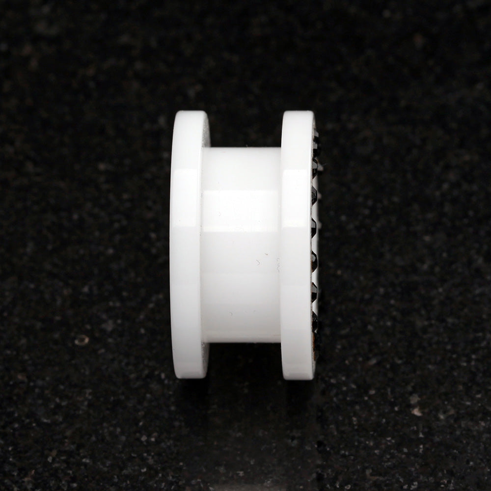 Detail View 3 of A Pair of Gems Encircle Screw-Fit Ear Gauge Tunnel Plug-White/Black