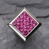 A Pair of Square Multi-Gem Sparkle Fake Plug Earring-Fuchsia